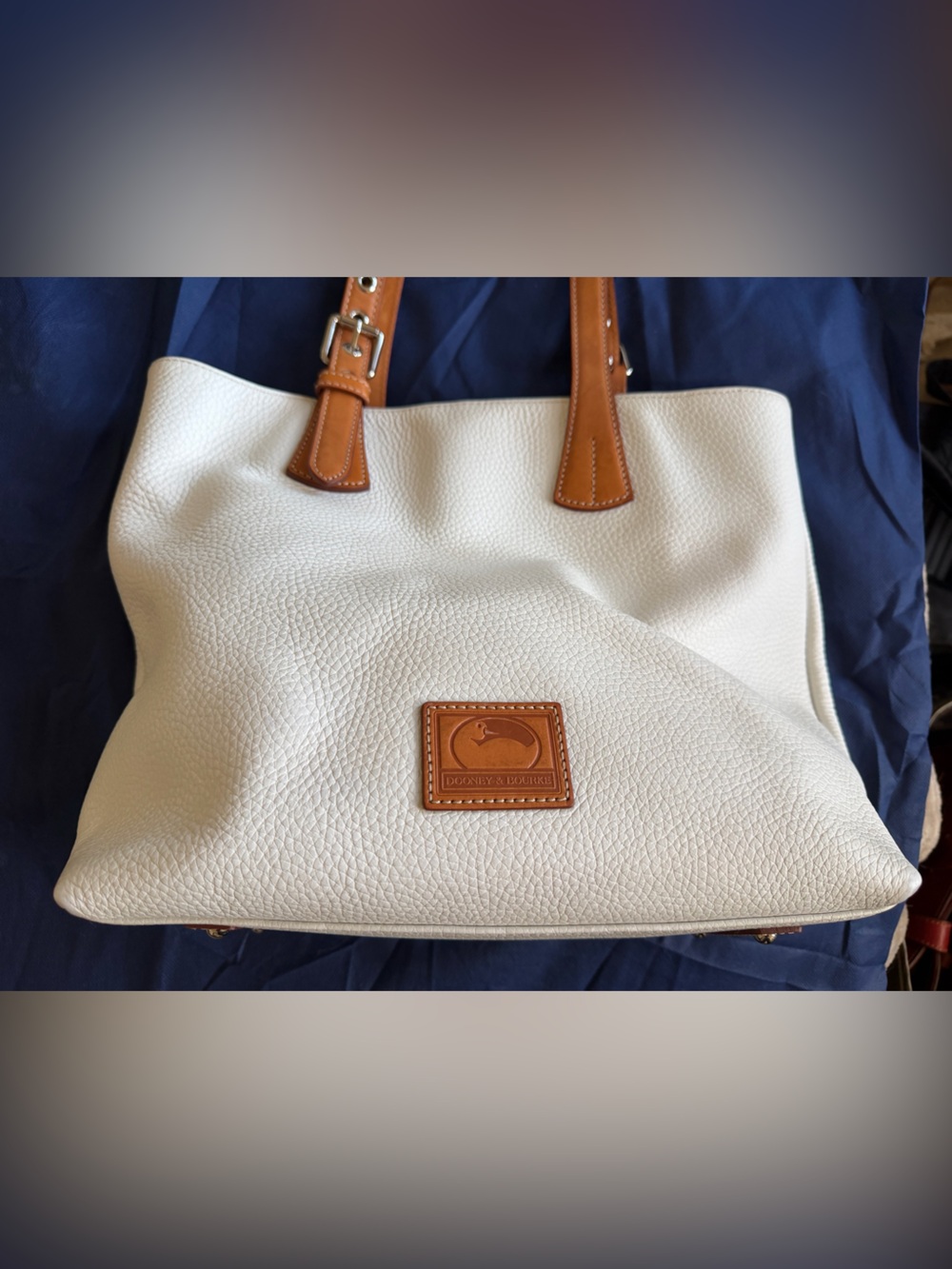 Dooney & Bourke Emily Pebbled Leather Tote with Tan Trim